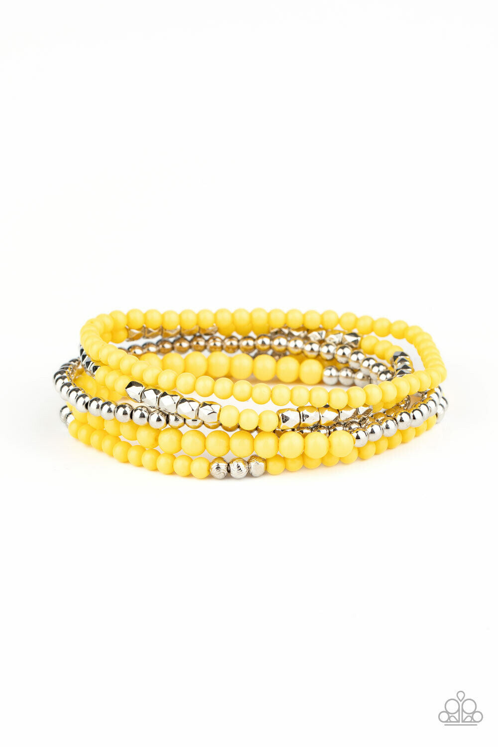 Stacked Showcase - Yellow/Silver Beads Bracelet ( B Bin #1)